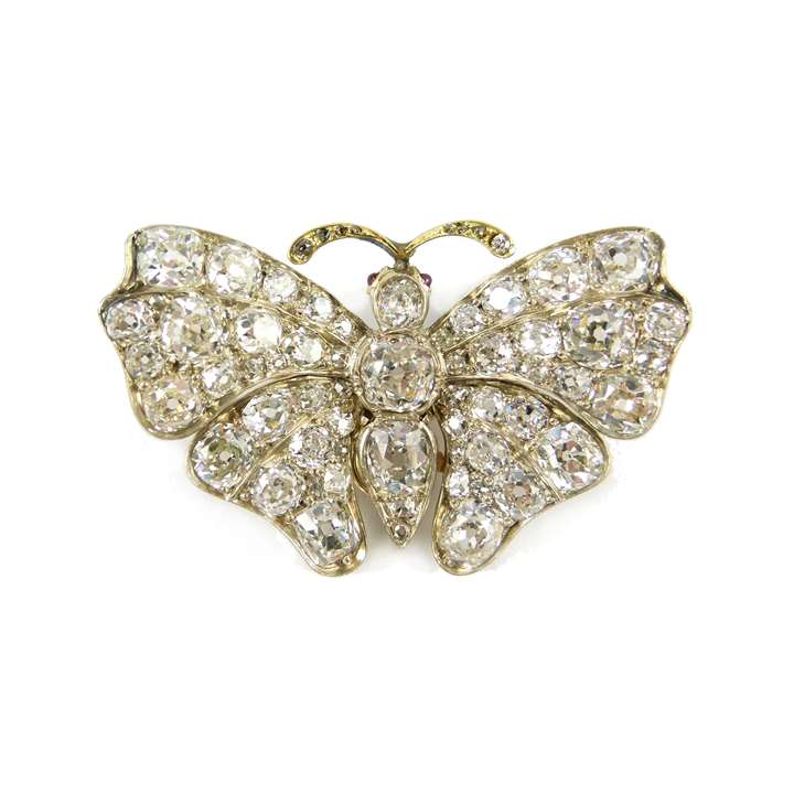 19th century diamond butterfly brooch